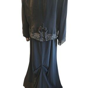 Montage by Mon Cheri Mother of the Bride Beaded Dress Gown black sz 22w plus